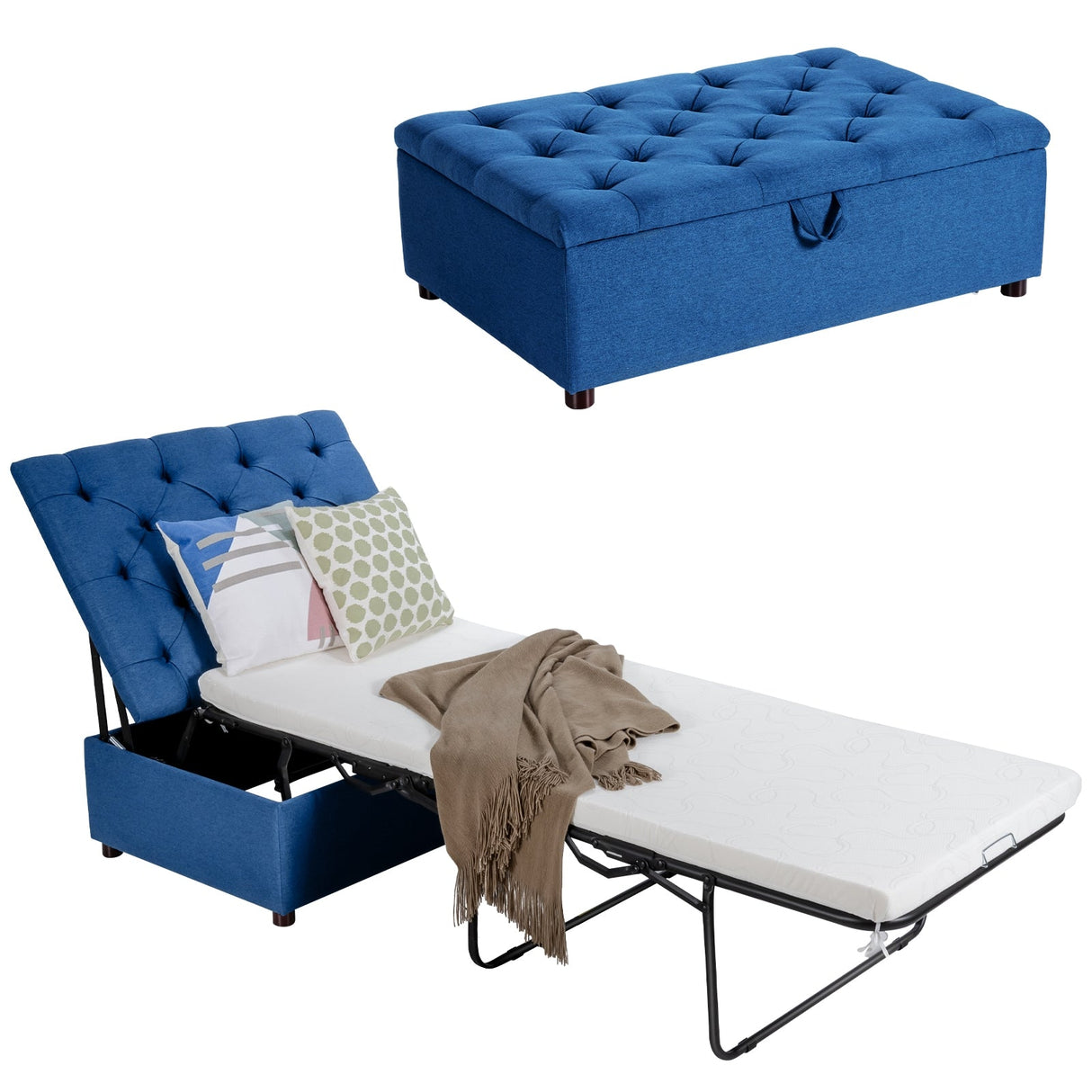 Cama Otomana Plegable con Colchón para Invitados y Siestas de Oficina