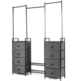 3-in-1 Portable Multifunctional Dresser with 8 Fabric Drawers and Metal Rack