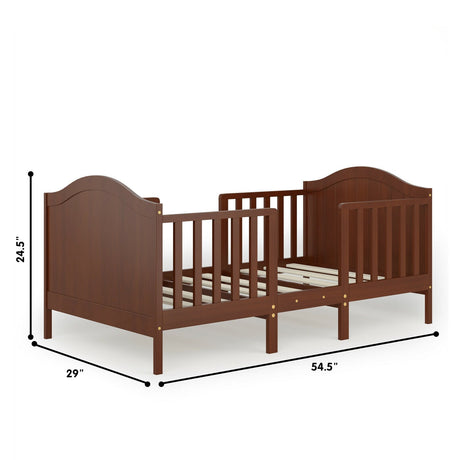 Cama convertible de madera 2 en 1 clásica para niños pequeños con 2 barandillas laterales para mayor seguridad