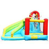 Castillo inflable 6 en 1 con muro de escalada y canasta de baloncesto sin soplador
