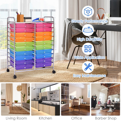 Carrito organizador de estudio con 20 cajones y ruedas - Multicolor