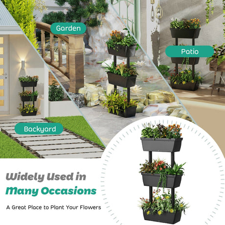 Soporte vertical de 3 niveles para plantas, de pie, para jardinería y cultivo
