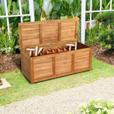 Caja banco de almacenamiento de madera de acacia de 46 galones para patio o jardín
