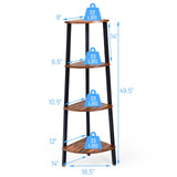 4-Tier Corner Shelf Metal Storage Rack Domestic Bookcase