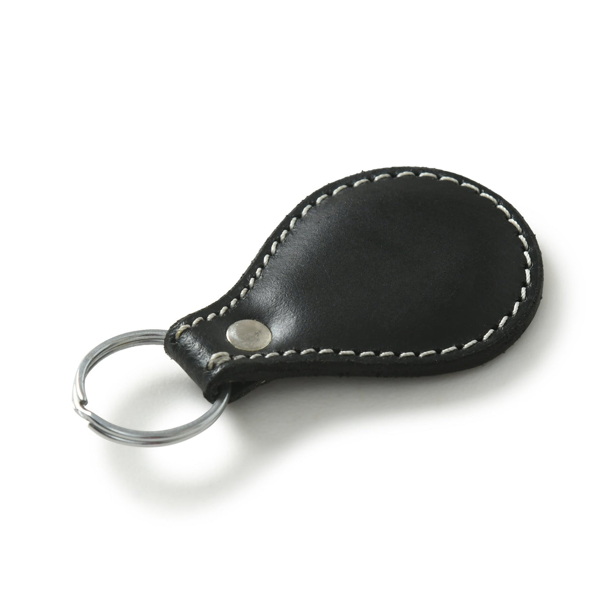 Llavero de cuero ovalado negro