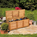 Caja banco de almacenamiento de madera de acacia de 46 galones para patio o jardín