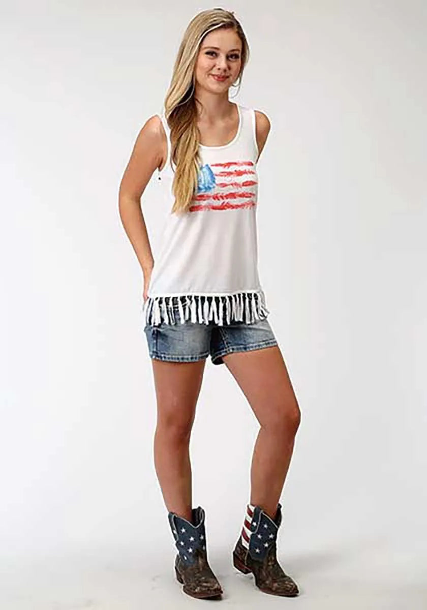 Roper Americana (blanco) - Camiseta sin mangas para mujer