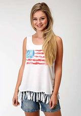 Roper Americana (blanco) - Camiseta sin mangas para mujer