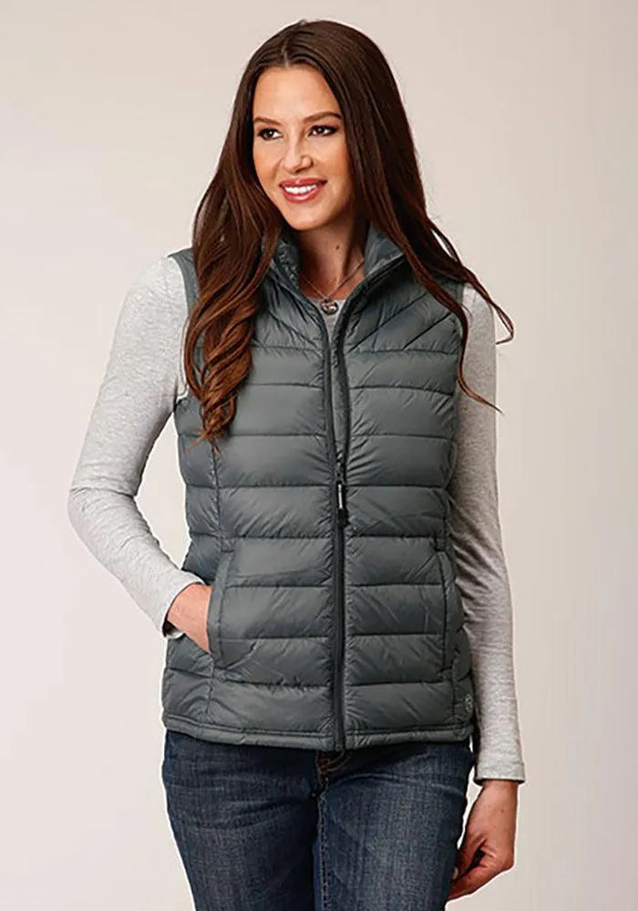 Chaleco Roper de plumón acolchado horizontal (gris) - Chaleco de mujer