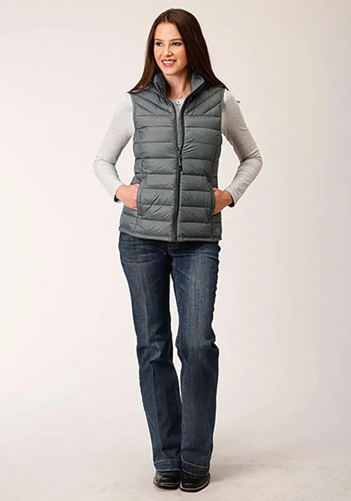 Chaleco Roper de plumón acolchado horizontal (gris) - Chaleco de mujer
