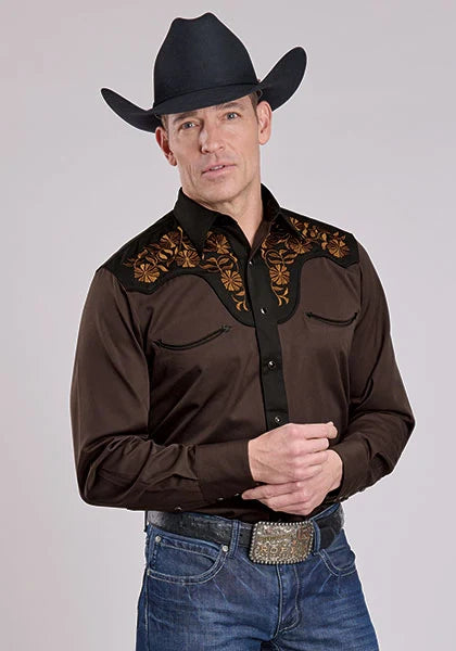 Roper 2260 Old West Embroidery (Marrón) - Camisa Vaquera para Hombre