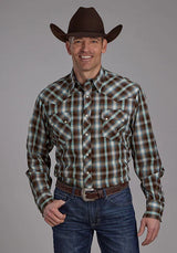 Roper 2169 Horseshoe Dobby (marrón) - Camisa Western para hombre