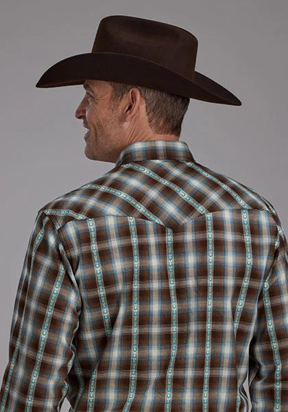 Roper 2169 Horseshoe Dobby (marrón) - Camisa Western para hombre