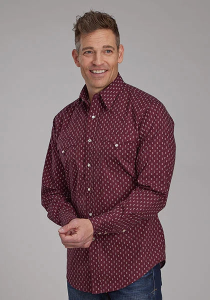 Camisa vaquera para hombre - Roper 2174 estampado de flechas (rojo)