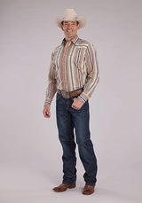 Roper 2469 Southwest Stripe (Tan) - Men's Western Shirt
