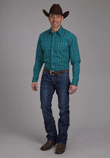 Roper 2170 Micro Aztec Print (Azul) - Camisa Vaquera de Hombre