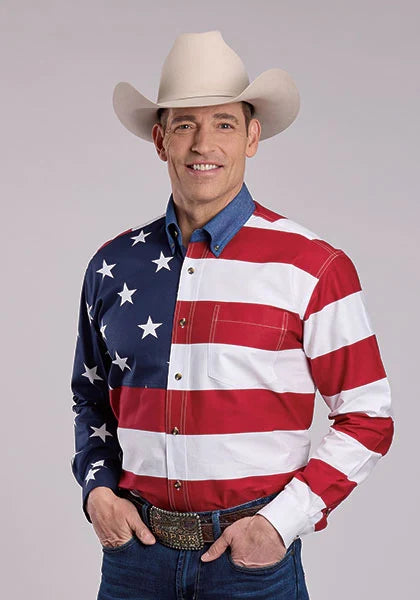 Roper Estrellas y Rayas de Retales (Multicolor) - Camisa Vaquera de Hombre