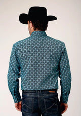 Roper 1845 Lattice Medallion (Blue) - Men's Western Shirt