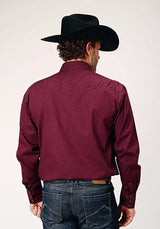 Camisa vaquera para hombre Roper Black Canyon Four Leaf Foulard (Roja)