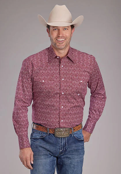 Camisa Western para Hombre Roper 2386 Elástica con Estampado Cachemir (Rojo)