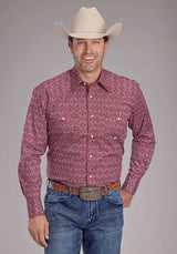 Camisa Western para Hombre Roper 2386 Elástica con Estampado Cachemir (Rojo)