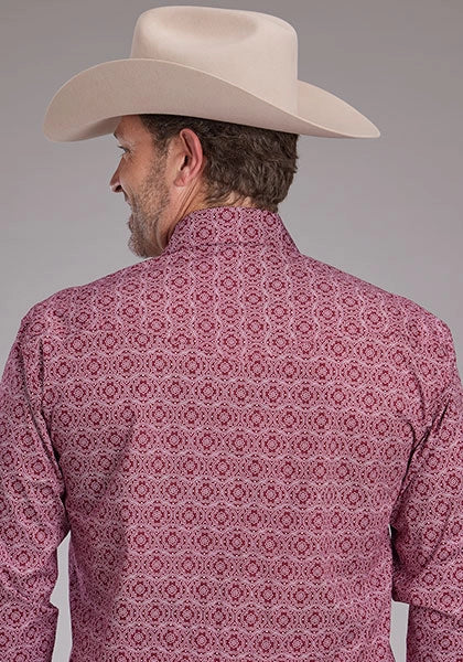 Camisa Western para Hombre Roper 2386 Elástica con Estampado Cachemir (Rojo)