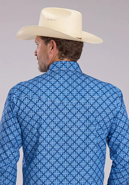 Camisa vaquera Roper 2497 con medallón de cinta (azul) para hombre