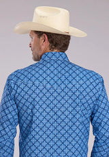 Camisa vaquera Roper 2497 con medallón de cinta (azul) para hombre