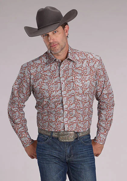 Roper 2499 Clay Paisley (Naranja) - Camisa Vaquera de Hombre