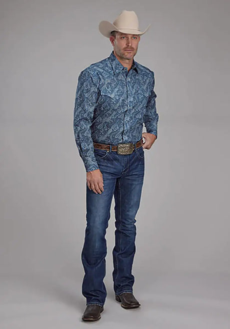 Roper Fall River Paisley (Blue) - Men's Western Shirt