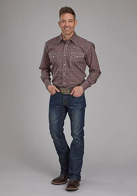 Roper Fall River Ginger Foulard (Brown) - Men's Western Shirt