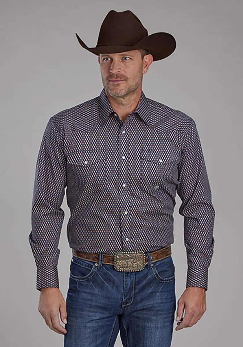 Camisa vaquera para hombre Roper Fall River Diamond Eye (azul)
