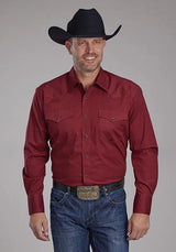 Camisa vaquera de hombre Roper 2163 elástica con estampado de rombos (roja)