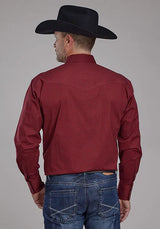 Camisa vaquera de hombre Roper 2163 elástica con estampado de rombos (roja)