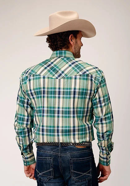Roper 1834 Ocean Plaid (Verde) - Camisa Vaquera de Hombre