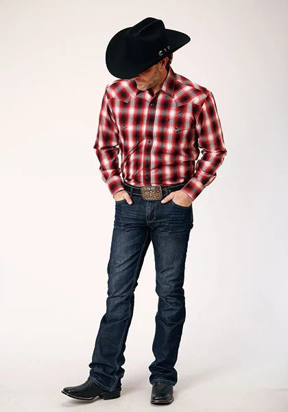 Roper 1844 Basic Plaid (Rojo) - Camisa Western para Hombre