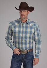 Camisa Western Roper 2159 Cuadros Dungaree (Azul) para Hombre