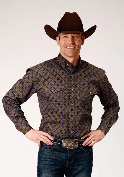 Roper 1839 Medallón de Diamante (Marrón) - Camisa Vaquera de Hombre
