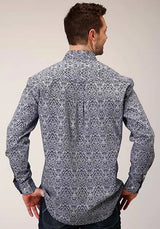 Camisa vaquera Roper 1380 Crystal Medallion (azul) para hombre