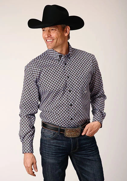 Camisa Vaquera Roper 1666 Foulard Azulejos (Negro) - Para Hombre