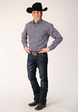 Camisa Vaquera Roper 1666 Foulard Azulejos (Negro) - Para Hombre
