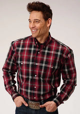 Roper 1228 Plaid de Silla de Montar (Rojo) - Camisa Vaquera de Hombre