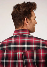 Roper 1228 Plaid de Silla de Montar (Rojo) - Camisa Vaquera de Hombre