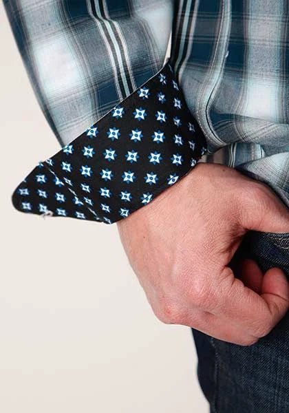 Roper 1373 Plaid Oeste (Azul) - Camisa Vaquera de Hombre