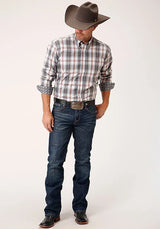Roper 1457 Camisa vaquera de cuadros Smokey (Gris) para hombre