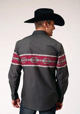 Camisa vaquera para hombre Roper 1812 Aztec Border (Negro)