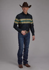 Roper 2120 Borde Azteca (Azul Marino) - Camisa Vaquera de Hombre