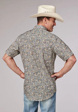 Roper 2009 Camisa de manga corta para hombre con estampado de cachemir (marrón)