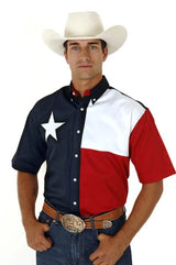 Camisa de manga corta para hombre Roper Pieced Texas Flag (Multi)