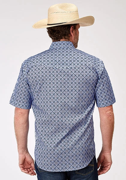 Roper 1932 Blue Skies Tie Print (Azul) - Camisa de Manga Corta para Hombre